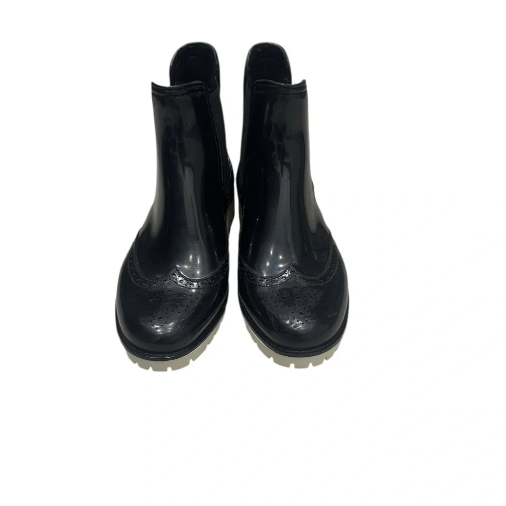 Men’s DAV Leeds Brogue Black & White Patent Leather Ankle Chunky Boots: 40/7-7.5
